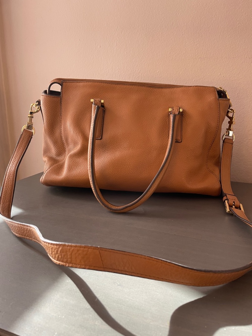 Tory Burch Cognac Leather Satchel with Gold Hardware - Picture 3 of 9